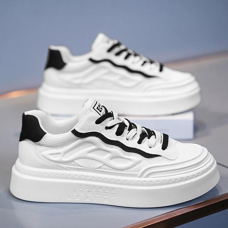 

Versatile Fashion White Platform Thick Sole Casual Sneakers Tennis Shoes Men Sport Shoes Breathable Lightweight Running Shoes 44 чорний