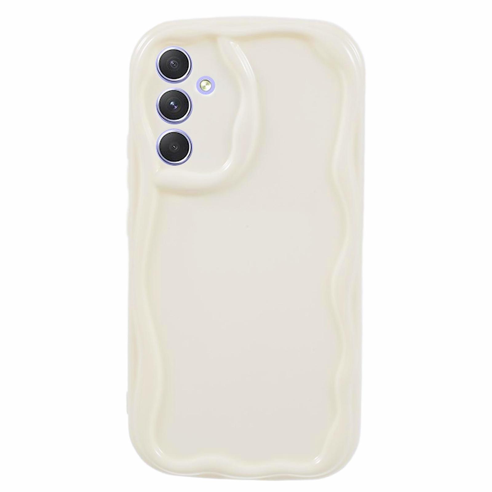 

YX Series For Samsung Galaxy S24 Case Wavy Shape TPU Phone Back Protector (Precise Cutout) White