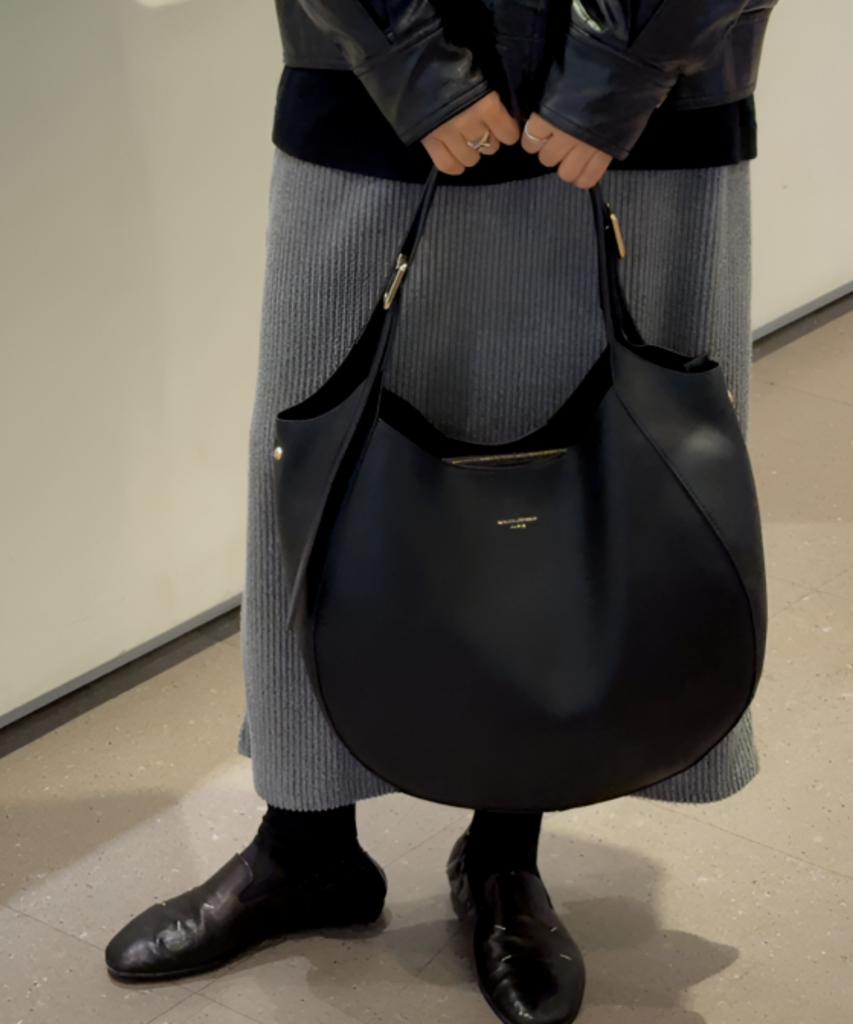 David Jones Bastille Hobo Shoulder Big Leather Bag_Black (Cm8456)