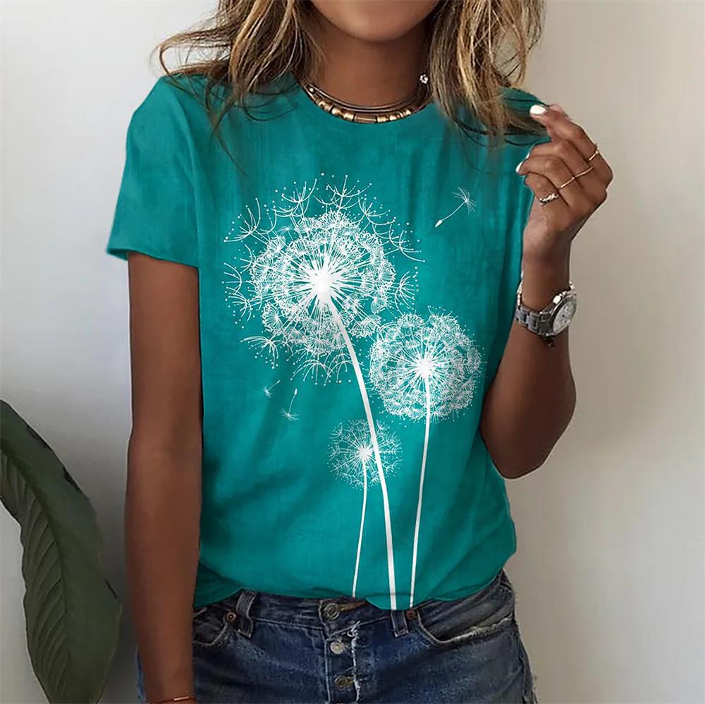 3D Flower Printing T-shirt For Women's Summer Tops Tees Fashion Casual Female T Shirt Oversized Y2k Woman Gilrs Clothing