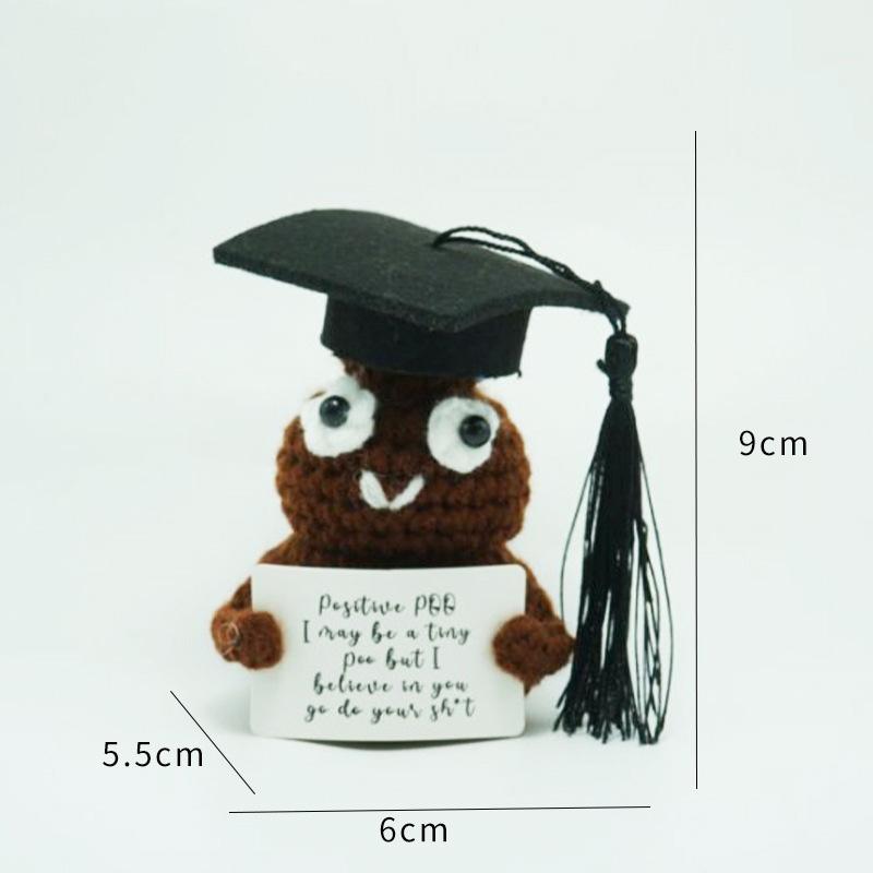 Funny Positive Crochet Dr Potato Doll Desktop Ornament Handmade Cheer Emotional Support Positive Duck with Card Home Party Decor