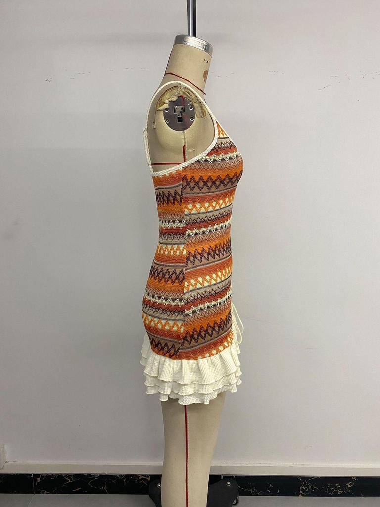 TEMU Ethnic Geometric Embroidery Spaghetti Strap Dress - Women's Casual Beach Holiday Summer Style