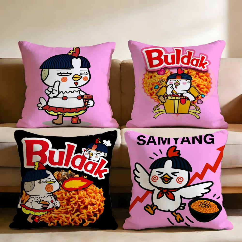 Samyang Buldak Ramen Cushion Cover Multi-Scene Pillow Cover for Home & Car - Reversible, Soft & Durable for Daily Use