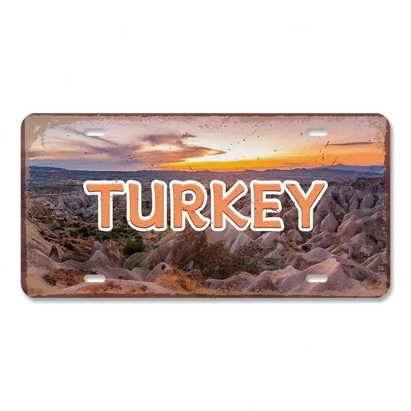 Vintage Metal Tin Signs Decors Country Capital City License Plate Retro America France Brazil Turkey Metal Posters Cafe Club Bar