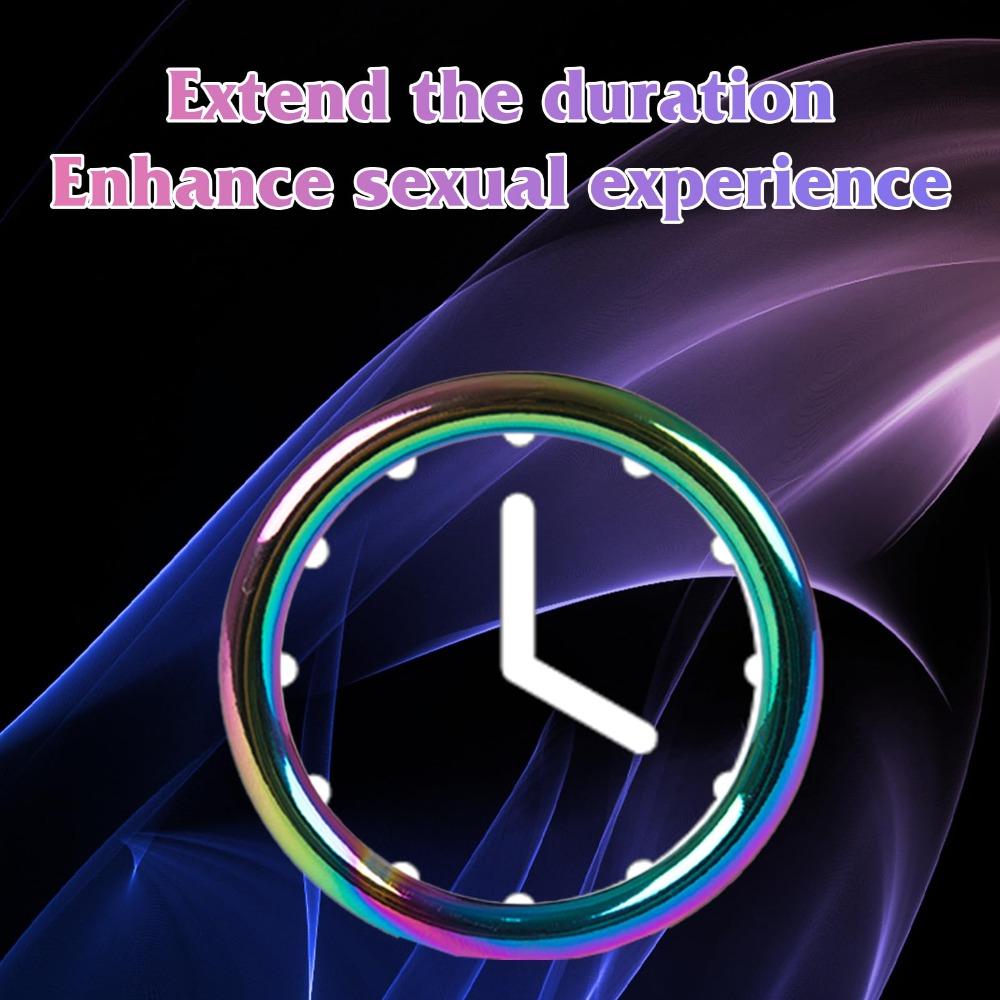 Colorful Metal Men Cock Ring Sex Toys for Man Masturbation Exercise Penis Ring Erection Enhancing Cock Sexual Stimulation Device