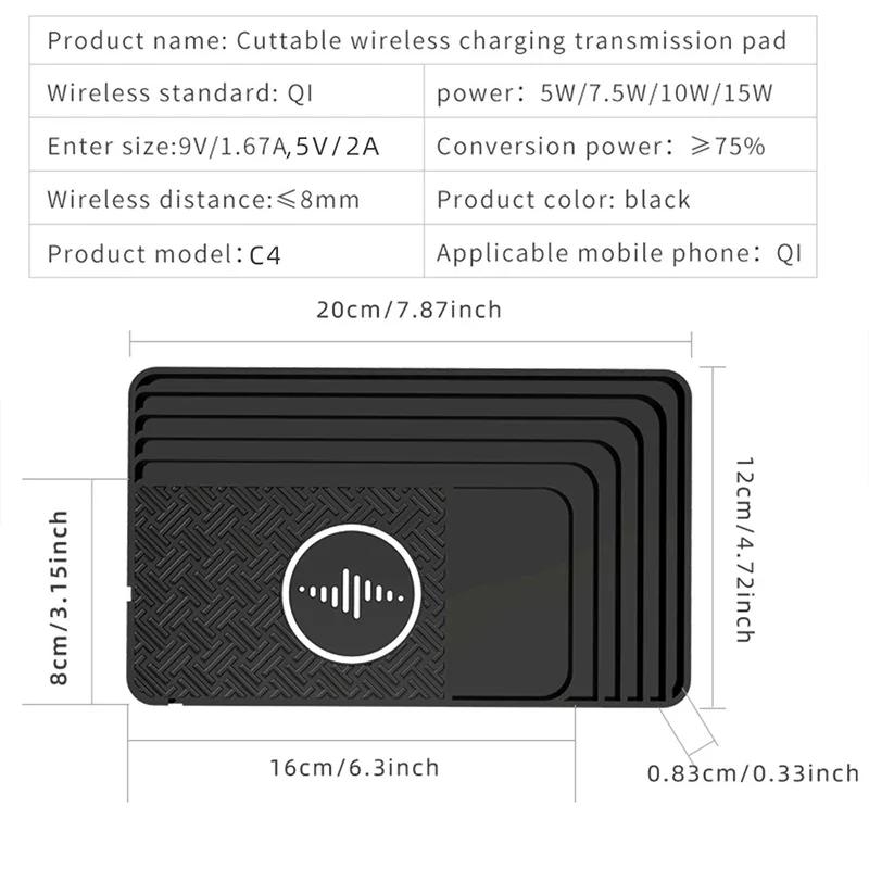 Type C Car Wireless Charger Mat Silicone Non-Slip Pad for iPhone 15 14 13 12 11 Samsung S24 Xiaomi Car Phone Fast Charging Stand