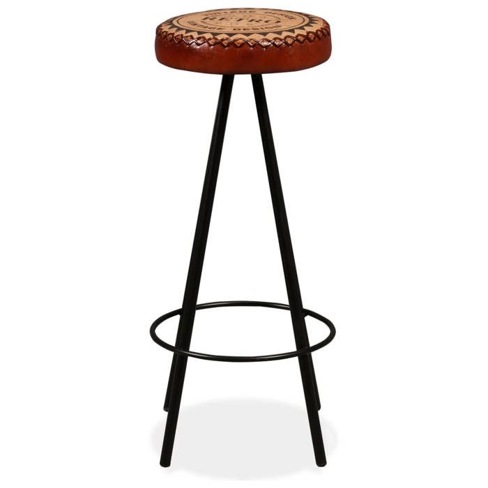 Tabourets de bar - VIDAXL - Cuir véritable - Marron et noir