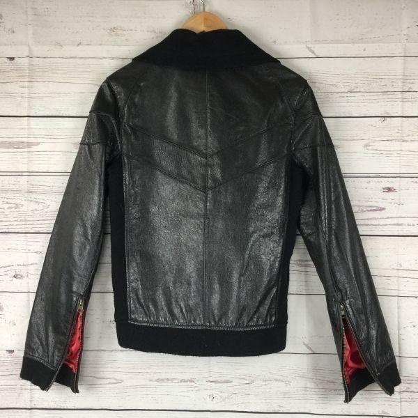 SLOW WEAR Genuine Leather Single Rider Jacket/Outer/Men's S/Black/Ribbed Cuffs and Hem(USED)