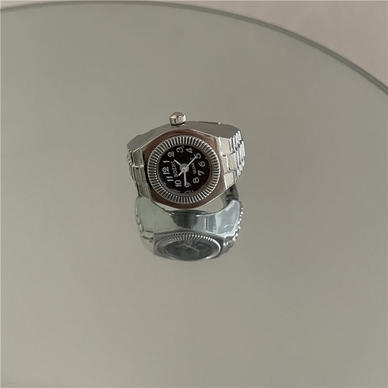 Creative Alloy Vintage Y2K Finger Watch Rings for Women Men Elastic Stretchy Roman Quartz Mini Watches Rings Punk Anillos Gift