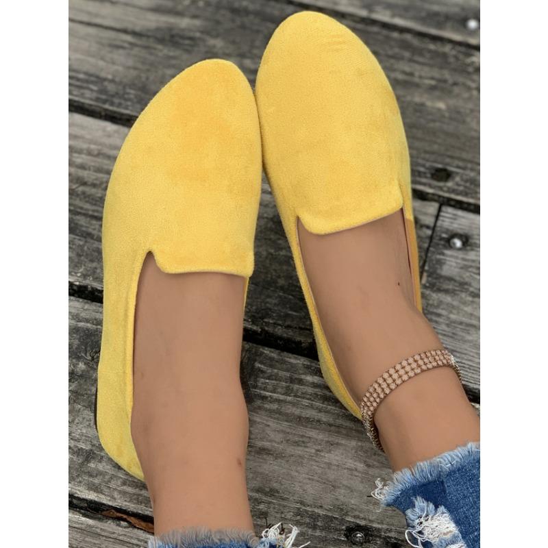 

Large size shallow single shoes women s summer new flat bottom one pedal Doudou shoe size wish 43 жёлтый