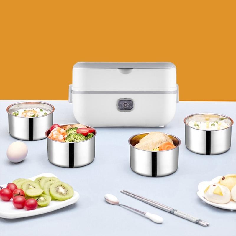Electric Lunch Box Double Layer Insulated Food Heater for Dormitory Kitchen Office Travel Food Storage Container
