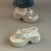 Fairy style casual temperament thick-soled slope heel cool slippers female summer bow versatile rhinestone fashion beach sandals