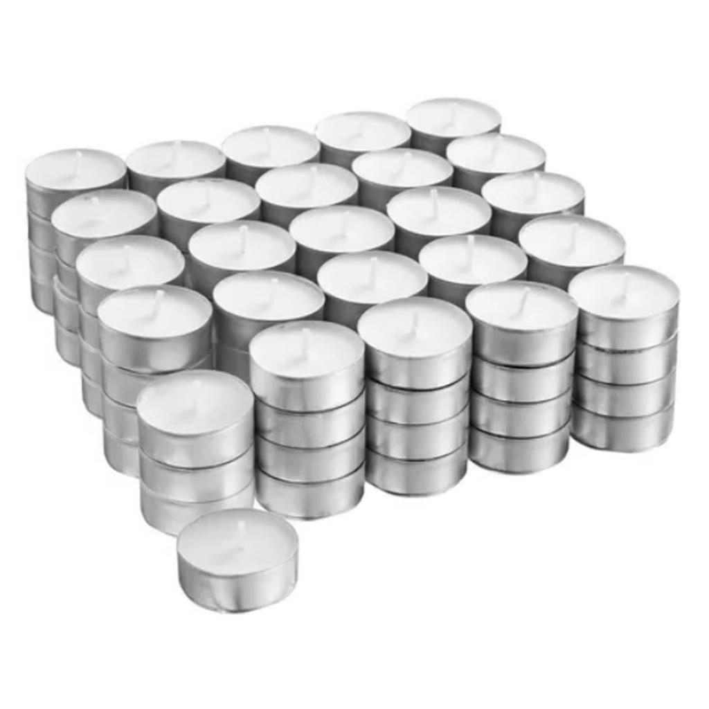 Mini Tealight Candles Set 100 Packs  Aluminum Tins Unscented Tea Lights Candles Warm 4 Hour Long Lasting for Religion