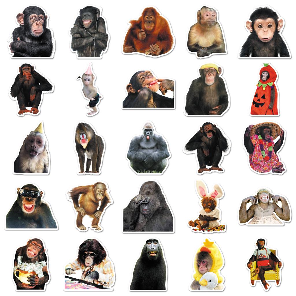 50Pcs Crazy Funny Monkey & Orangutan Doodle Stickers Waterproof Decals For Stationery Notebook Helmet Motorcycle Suitcase Fridge
