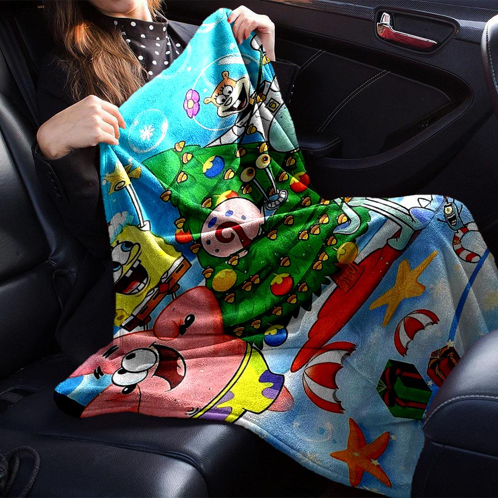Christmas Spongebob Celebration Blanket Soft Throw Blanket For Home Bedroom Bed Sofa Travel Office Solid Christmas Blanket