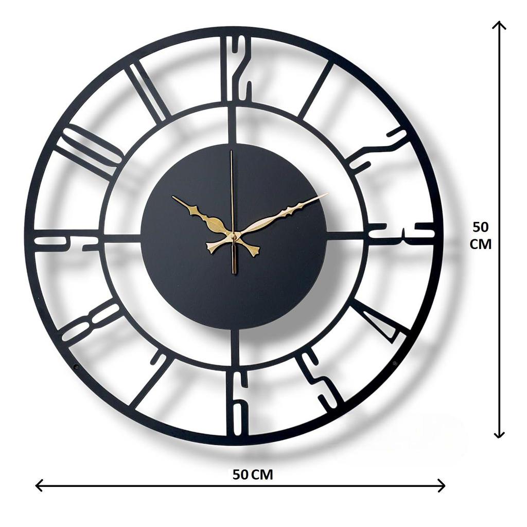 Morden Metal Wall Clock for Living Room Bedroom Office Kitchen Stylish Analog Wall Clock for Home and Hall Designer Big Size Modern (50 Cm) (Black