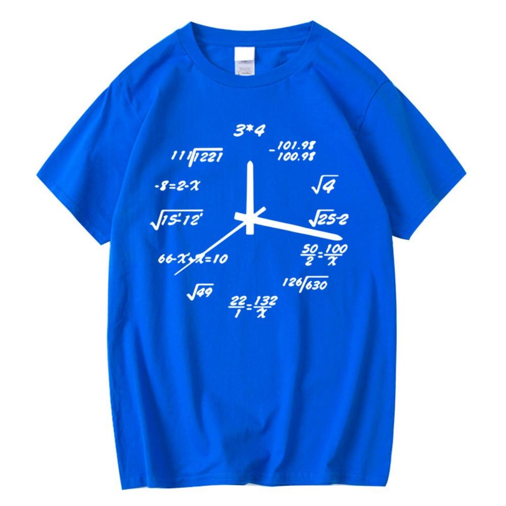 Huiteng11 Men's T-shirt Casual Funny Math Clock Print Summer Loose O-neck T Shirt for Men Short Sleeve T-shirt Male Tops S