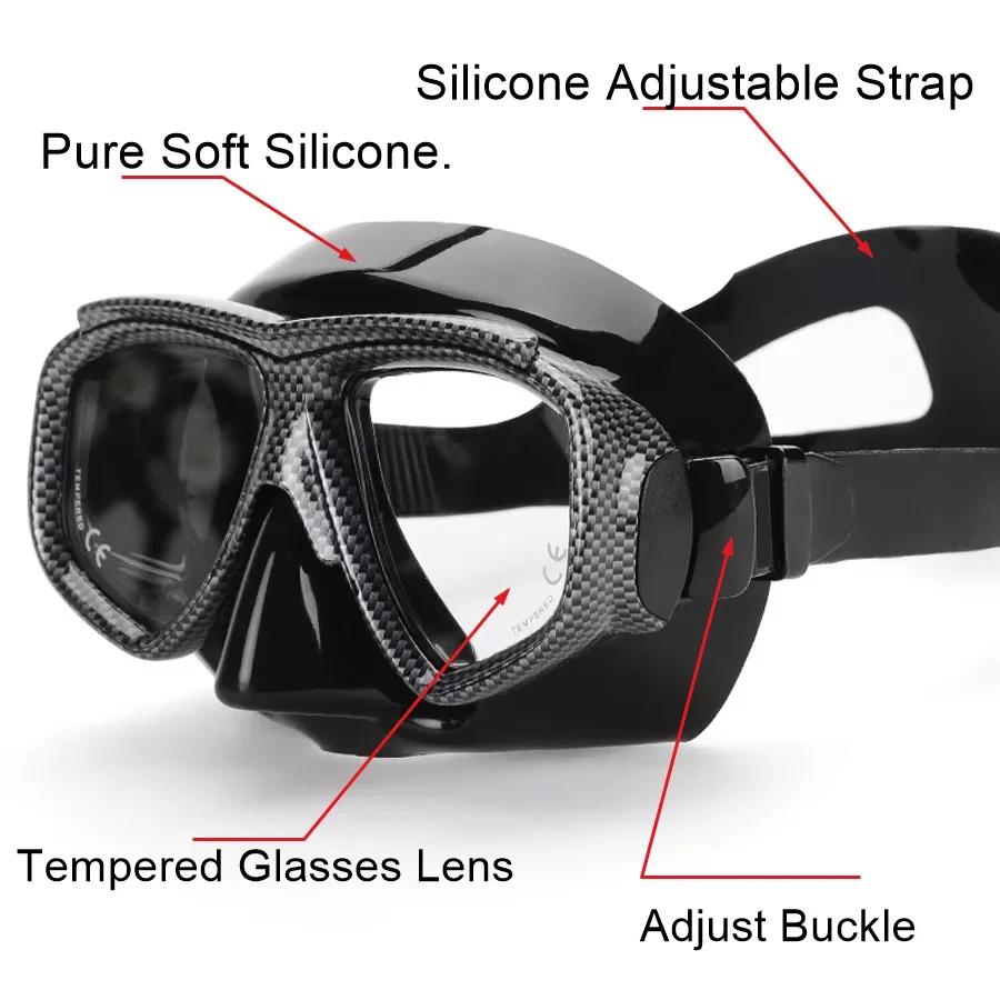 Myopie-Tauchmaske, gehärtete Glaslinsen, Camouflage mit Antibeschlag-Spray für Speerfischausrüstung, Schnorchelhaut