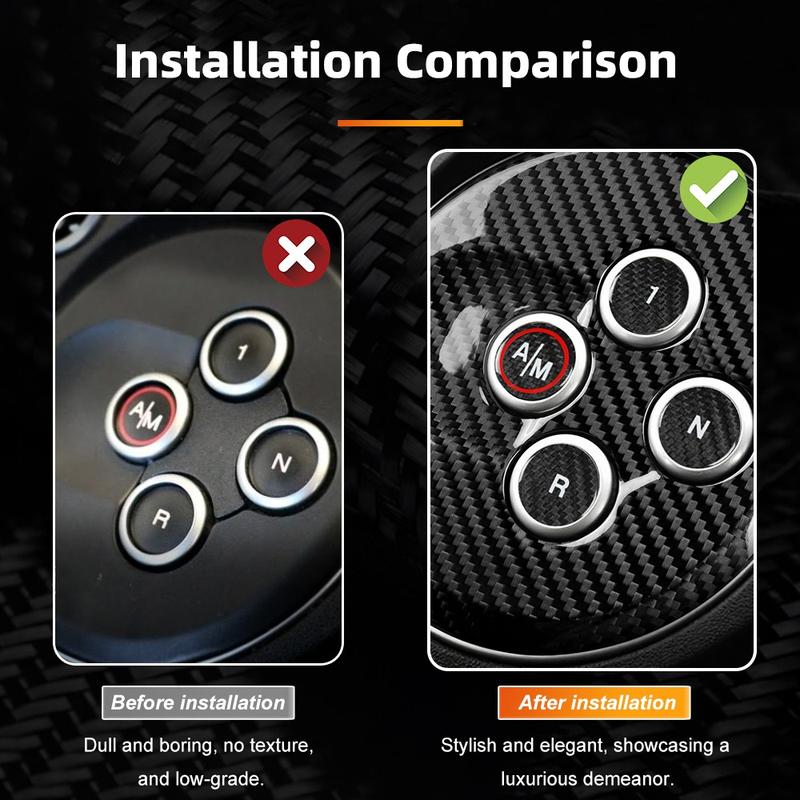 Carbon Fiber Car Gear Shift Button Switch Cover Sticker For Fiat 500 Abarth 595 695 12-23 Auto Interior Decoration Accessories