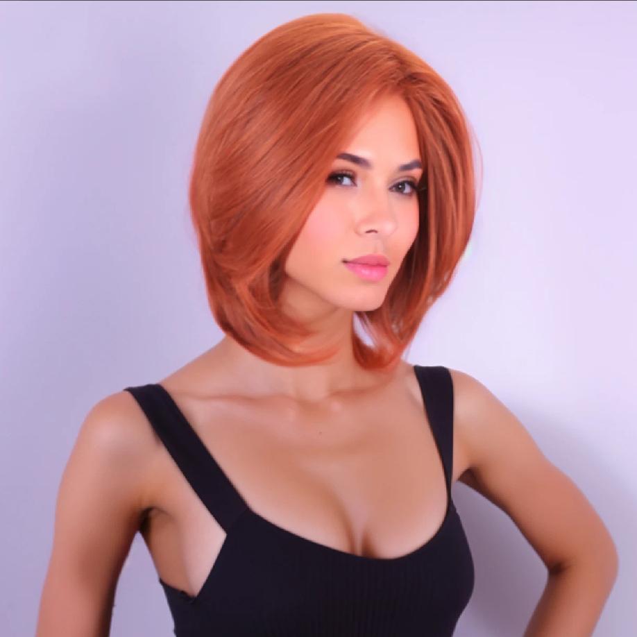 Světle blond hnědočervené syntetické paruky Krátká rovná paruka Bob vlasy pro ženy Cosplay Denní přírodní vlasy paruka z tepelně odolných vláken