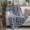 Blue Floral Paisley Geometric Flannel printed blanket suitable for all seasons suitable for living room office sofa and travel