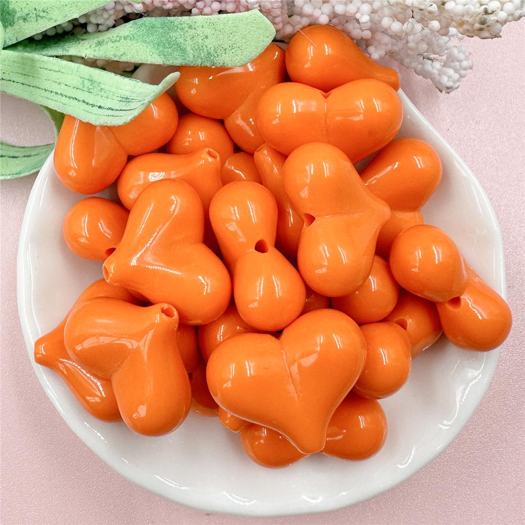Accessories Macaron Beads 20pcs Keychain 16.5x21mm Heart Loose Beads Jewelry Acrylic Bracelet DIY Handmade Accessories