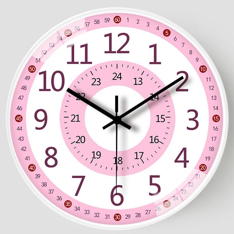 Kids Learning Clock 8-Inch Analog Clock For Classroom Wall Non Ticking Telling Time Teaching Clock Silent Learn To Tell Time
