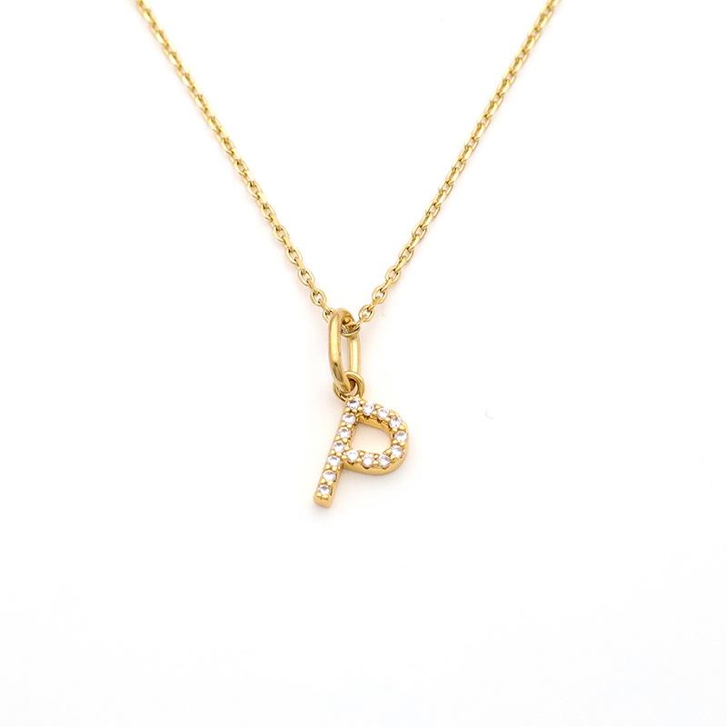 Jewelry Stainless Steel Full Diamond 26 English Letters Pendant Necklace Female Niche High-End Sense Collarbone Chain Does Not Fade