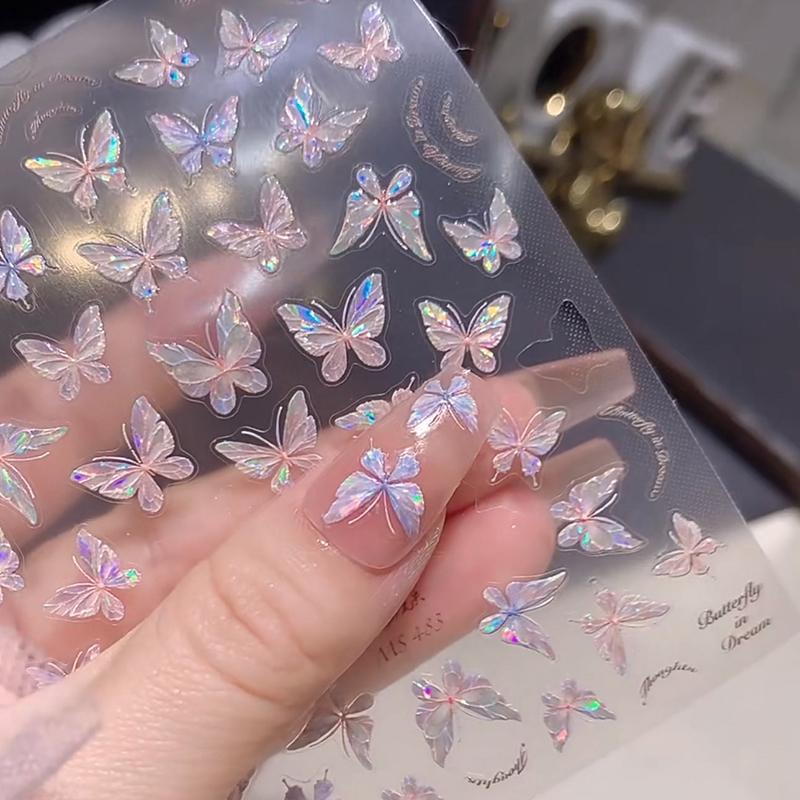 Czyste Pragnienie Muszla Światło Motyl Naklejki na Paznokcie Japoński Senny Motyl Noszący Design Artystyczny na Paznokcie Dekoracja DIY Akcesorium