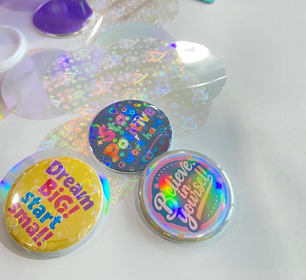 Can Badge Highly Perfect for Favorite Plastic Anime Gifts Rainbow Colors 50 100-Pack Laser-Sealed Covers, Transparent, Ita-Bags, Characters, Pinbacks,
