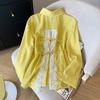 Women's Point Collar Long Sleeve Shirt Loose Fit Feminine Lace Patchwork Blouse Thin Sun Protection Overshirt