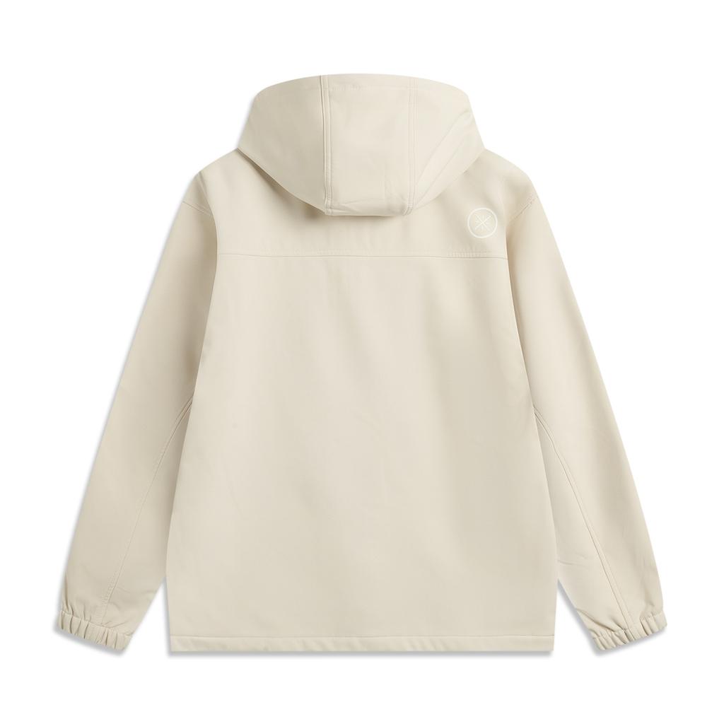 Li Ning Wade Series Sports Casual Simple Solid Color Hooded Fleece Loose Windbreaker Men Outerwear Oatmeal-Gray AFDU225-4