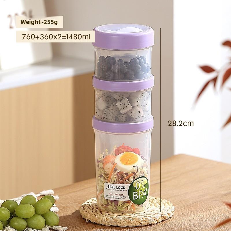 Portable Salad Bowl With Sealed Lid For Light Meals And Snacks
