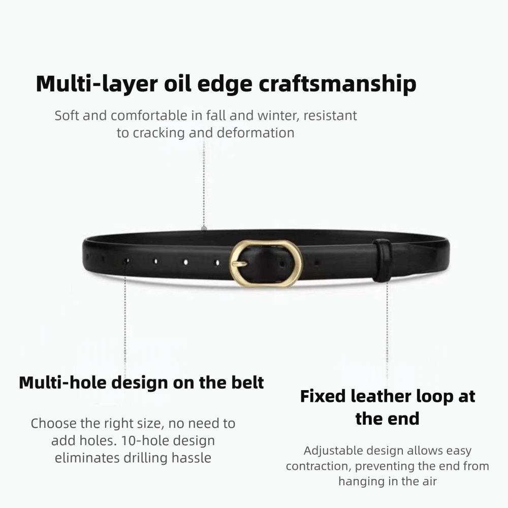 Adjustable Ladies Thin Soft Waistband With Gold Buckle Jeans Belt  Casual Wear