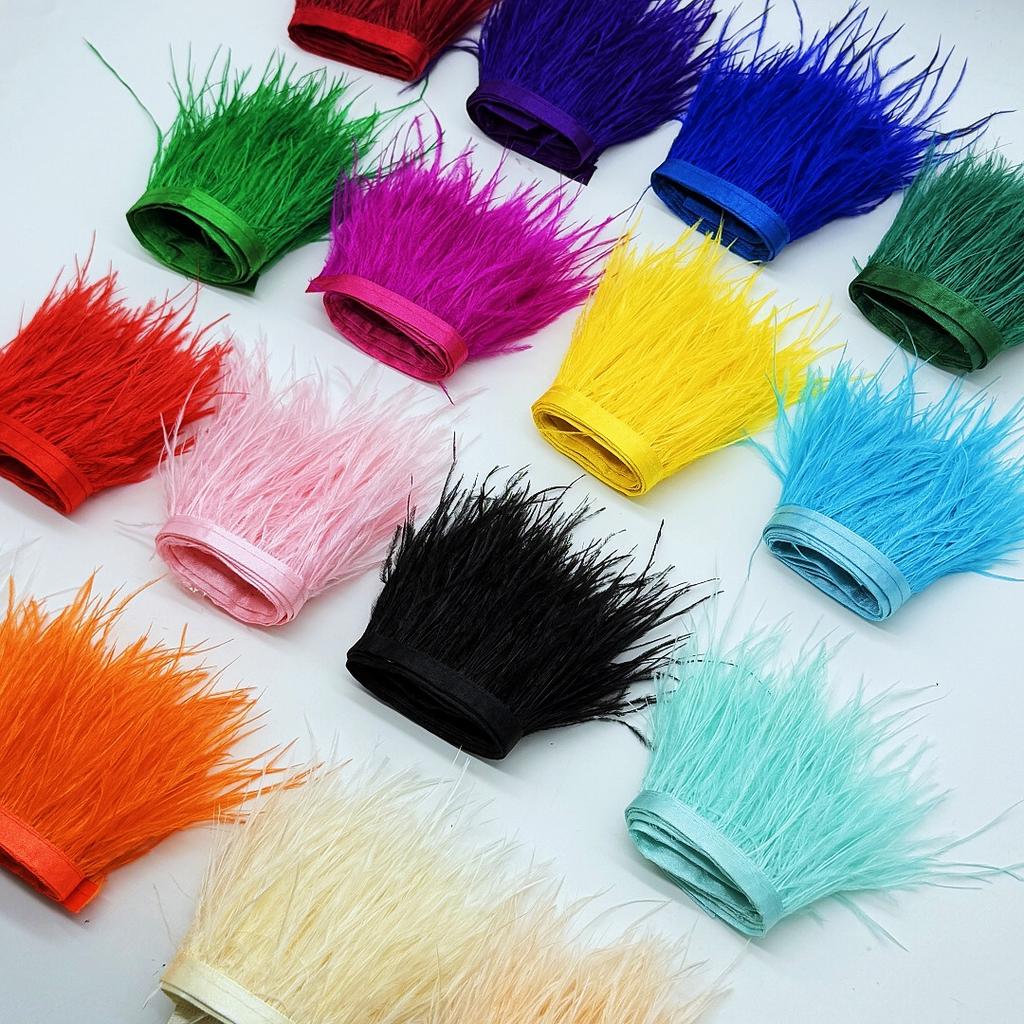Feather100cm Colored Ostrich Feather Trim Fringe DIY Crafts | Costume Accessory for Dancewear, Carnival Headdress & Gift Wrapping