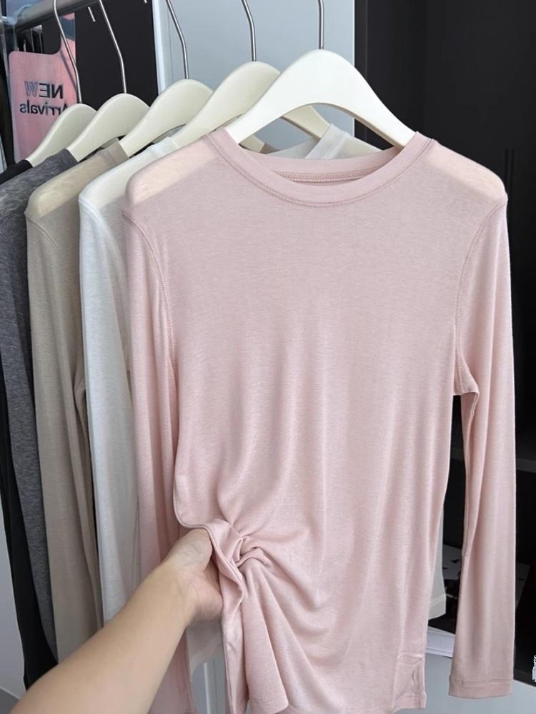 White Loose Silk Long Sve Base Irt Summer Thin Sun Protection Cover Up Top Breathable T-irt Women's Faion Cotton Blend