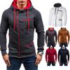Cozy Men's Autumn Winter Hoodie Hooded Sweatshirt With Drawstring And Full-zip Closure