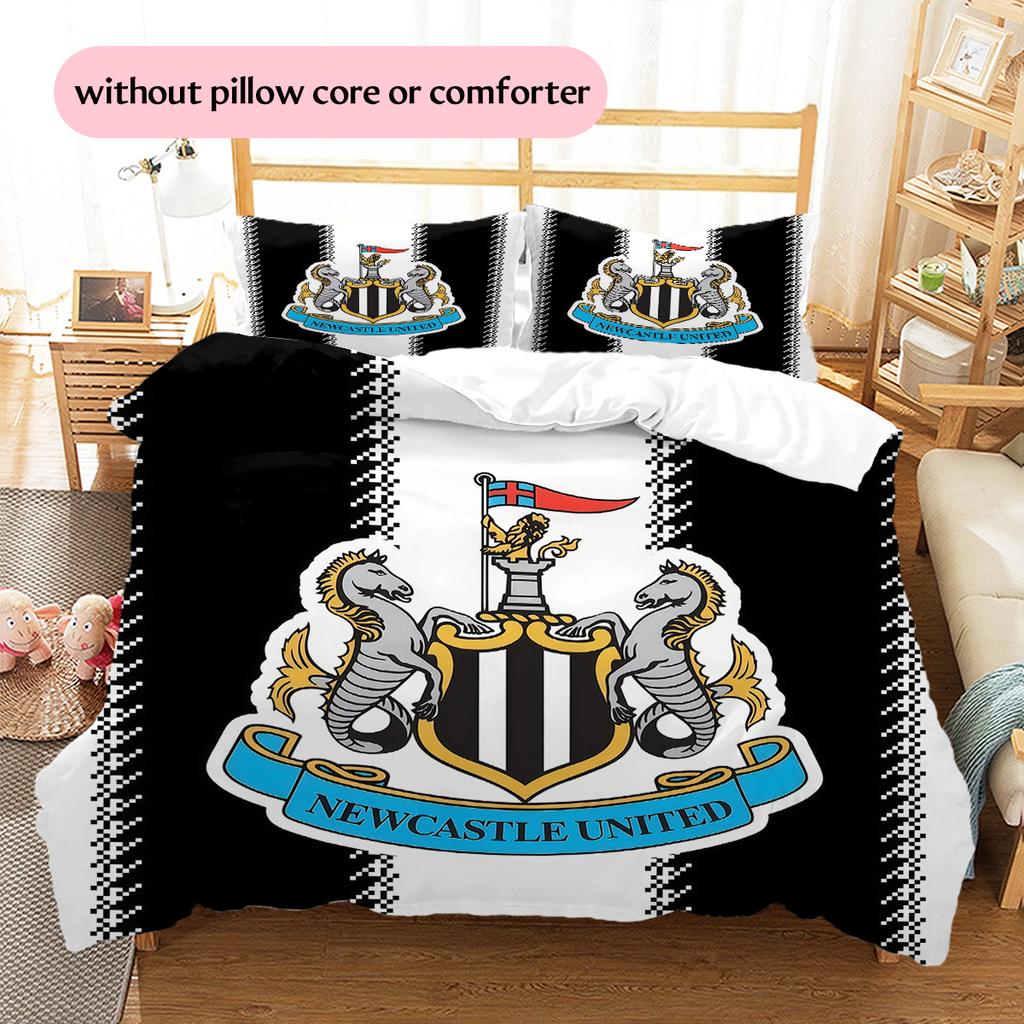 Newcastle United FC Pattern Bedding Quilt Set Home Decoration Gift (1 * Duvet Cover + 2 * Pillowcase Without Core)