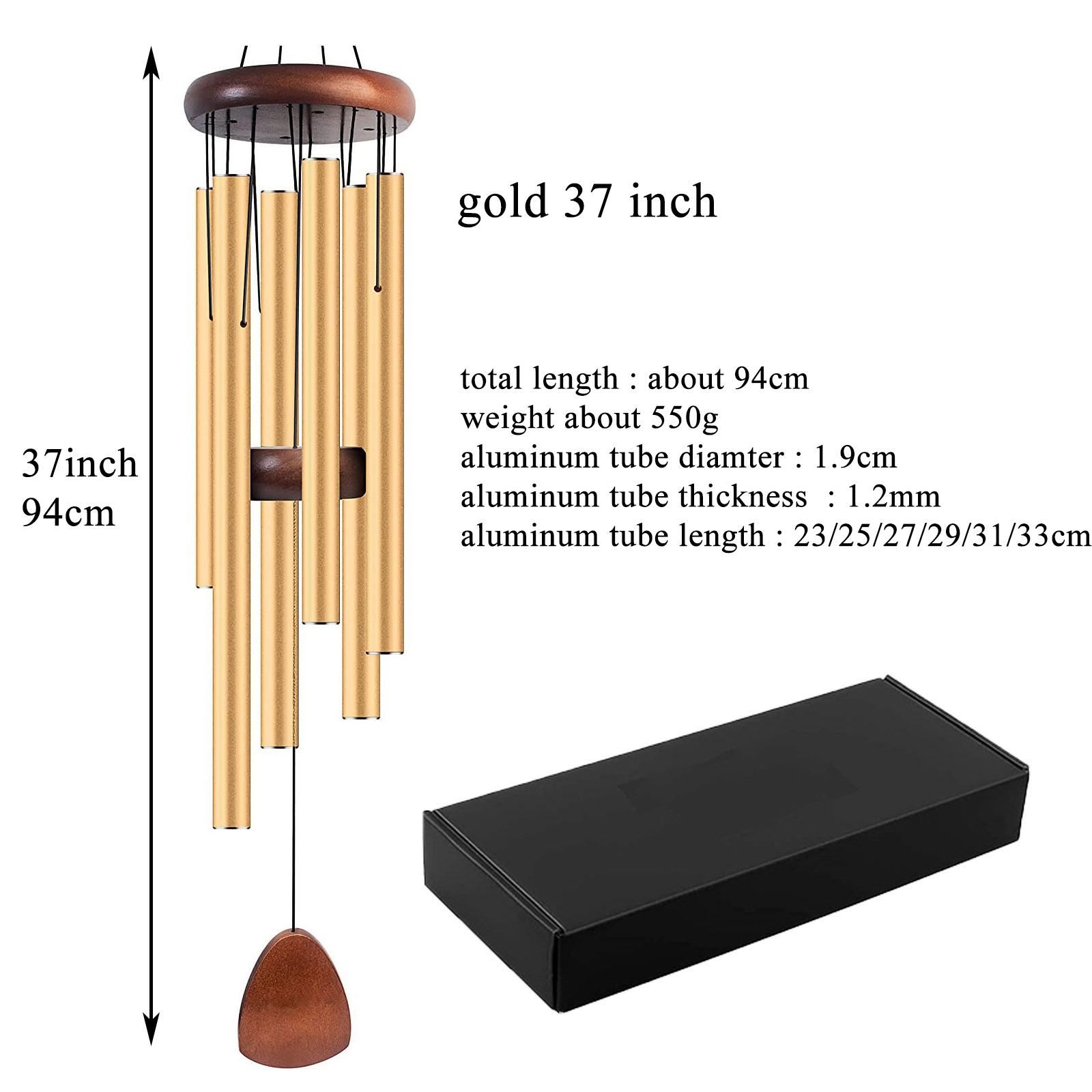 37 Inch Windgong Aluminium Windklok Windgongen 6 Buisjes Klokjes Huisdecoratie Ambacht Buiten Tuin Terras Melodieën Zen Meditatie