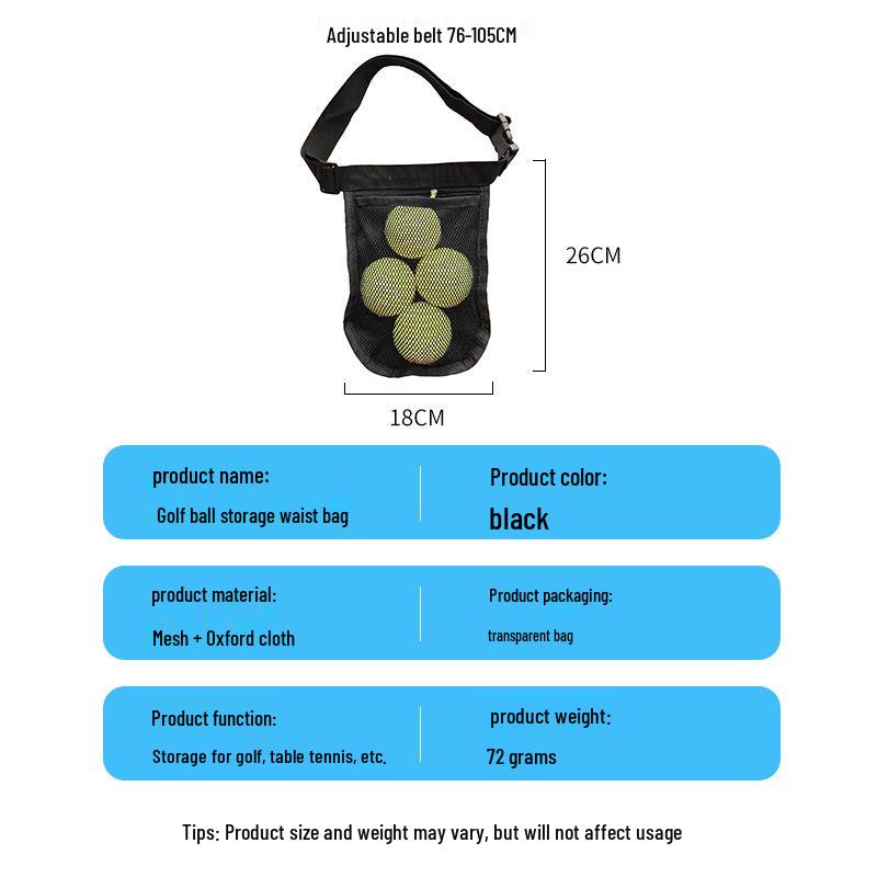 

Tennis, Ping Pong, Golf Ball Portable Waist Pack - Training & Storage Bag 4-8 Balls