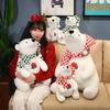 Christmas Polar Bear Plush Toy Scarf - Cute Festive Little Bear Decoration
