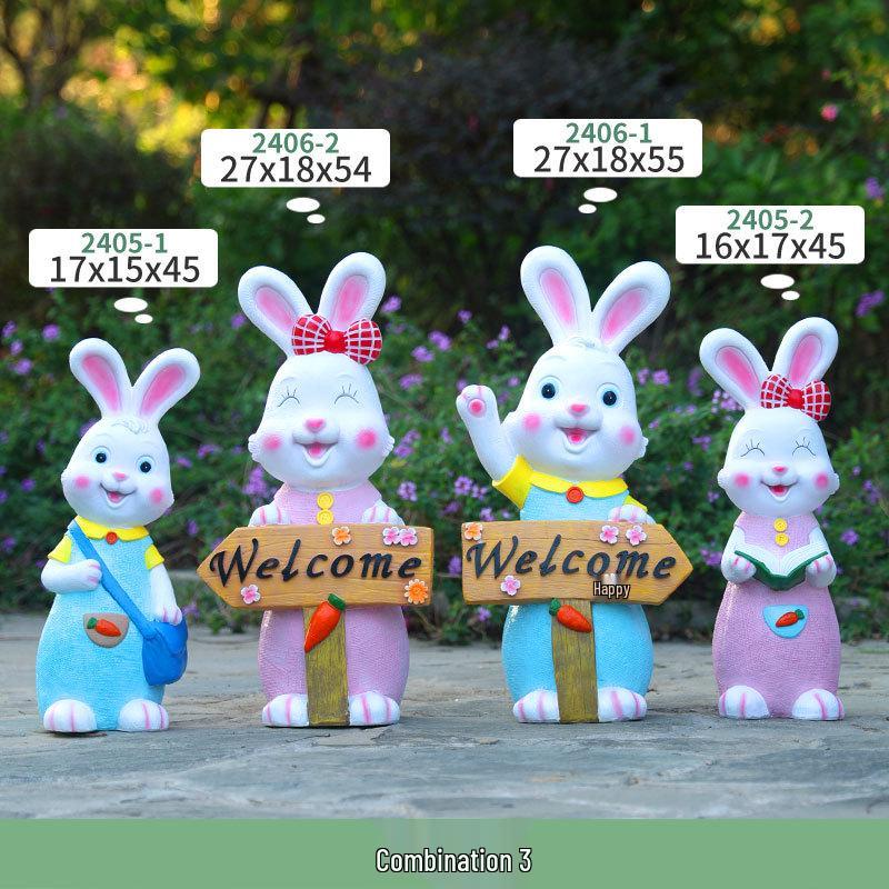 Outdoor Cartoon Rabbit Garden Decoration - Animal Flower Pot Sculpture for Kindergartens and Courtyards