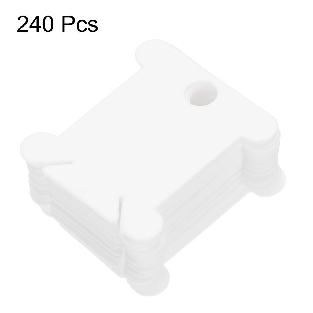 uxcell 240pcs Embroidery Thread Bobbins, Plastic Cross Stitch Thread Organizer Holder Cards, Craft DIY Sewing Thread Organizing Tool Storage, White