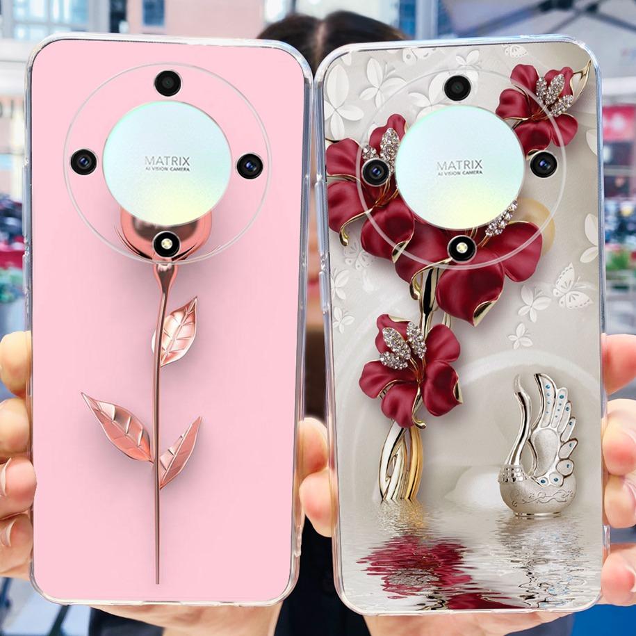For Honor X9b 5G Case 2023 Fashion Flower Clear Silicone Soft Back Cover For Honor X9a RMO-NX1 Funda HonorX9 X 9 X 9B X 9A Coque