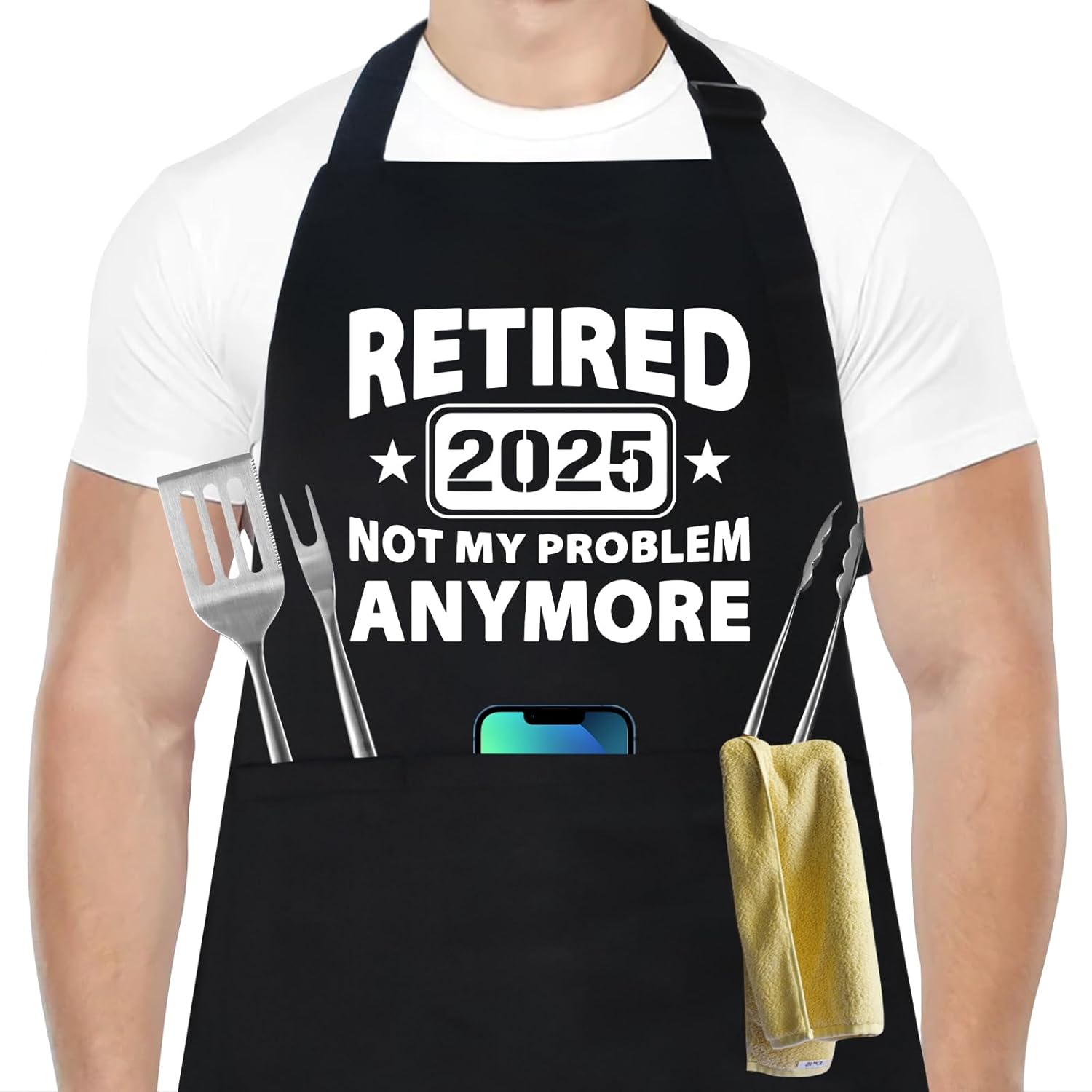 Retirement Gifts for Men Woman, Best Retirement Gifts 2025, Retired Aprons for Men with 3 Pockets, Cool Retired Gift for Husband, Wife, Dad, Mom,
