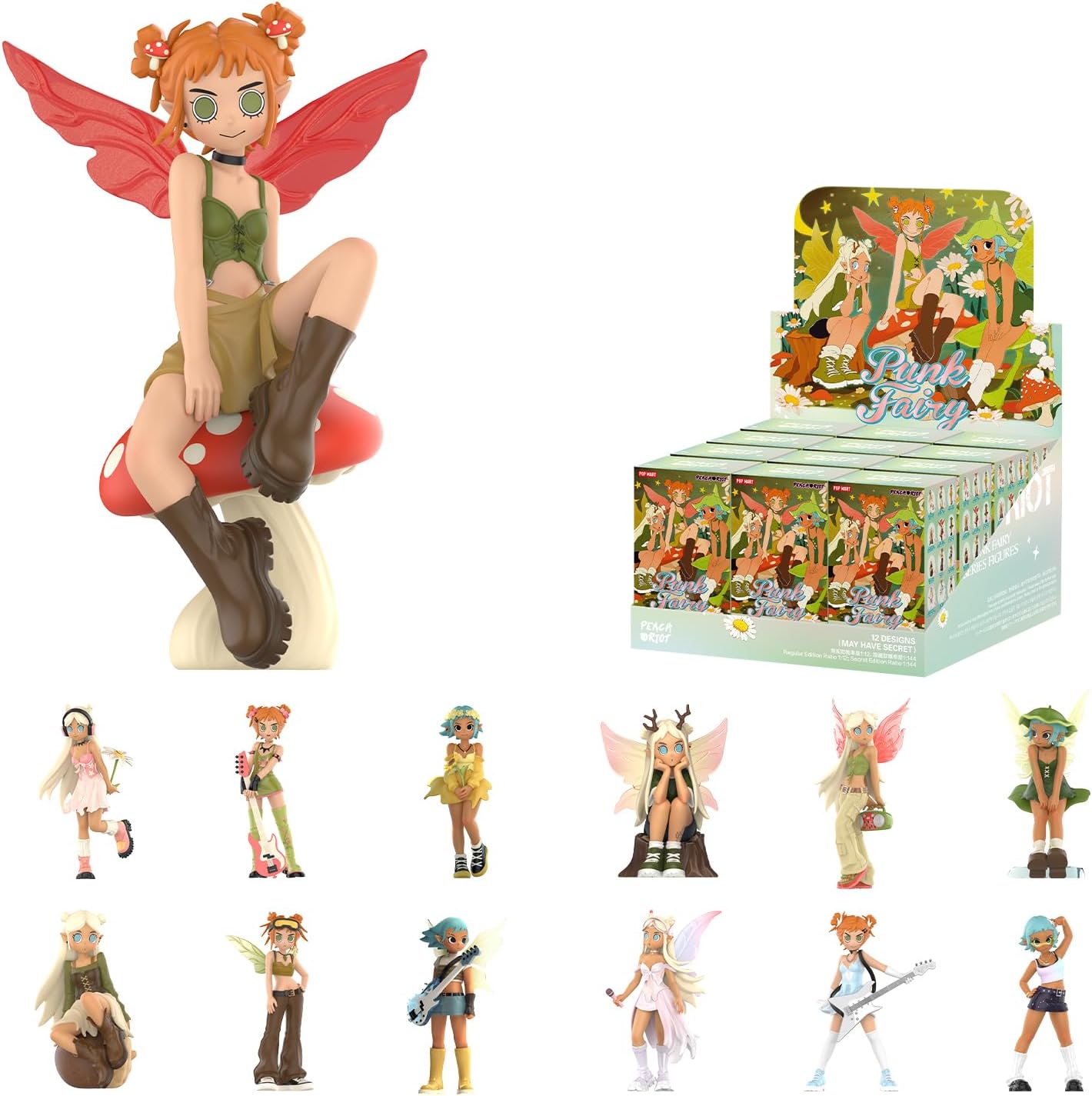 

POP MART Peach Riot Punk Fairy Series Figures, Peach Riot Blind Box Figures,Holiday Birthday Gifts for Girls and Boys, Single Box
