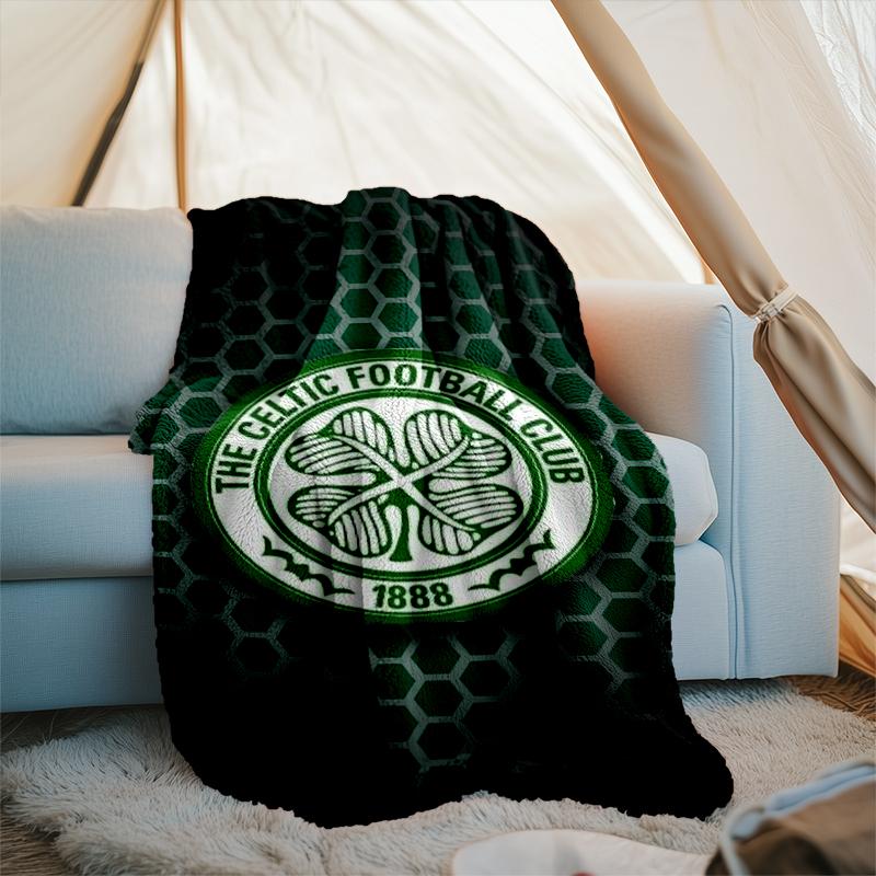 1pz Coperta Morbida in Flanella Stampata con Stemma del Celtic Football Club per Camera da Letto Adulti Soggiorno Divano Campeggio Viaggio Regali per Fan Regali di Natale