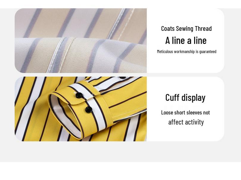 Men's 2618 Striped Stretch Wrinkle-Resistant Casual Long-Sleeve Shirt for All Seasons