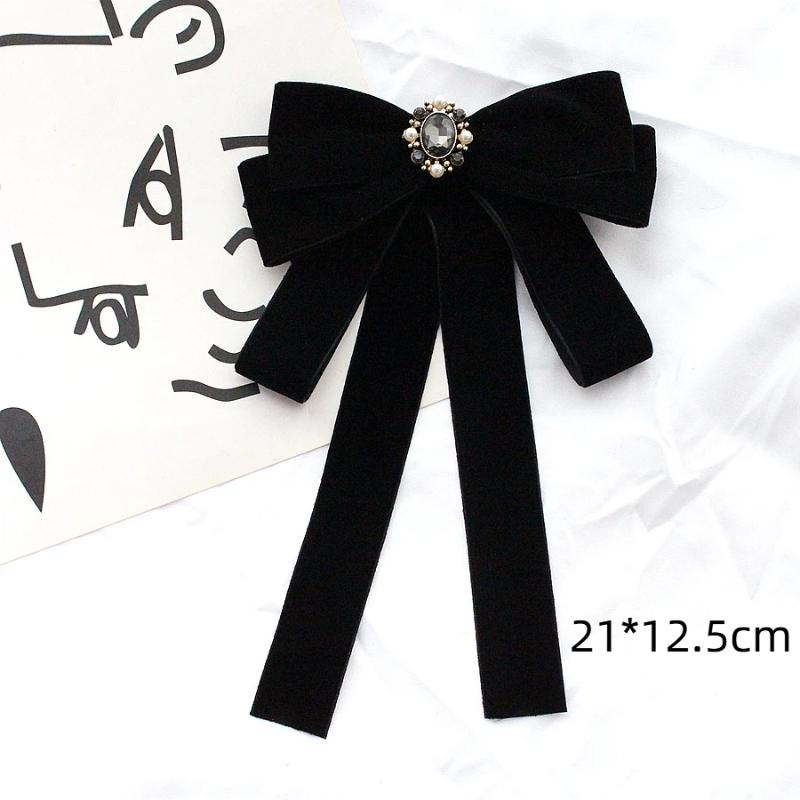 Black Bow Tie Rhinestone Bowknot Brooches For Women Shirt Collar Corsage Jewelry Clothing & Accessories