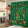 1pc Merry Christmas Green Printed Waterproof Shower Curtain with 12 Hooks, Available In Multiple Sizes and Machine Washable